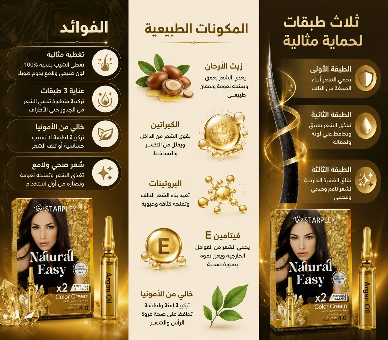 ✨ صبغة STARPLEX Natural Easy بدرجة Medium Brown 4.0 🤎